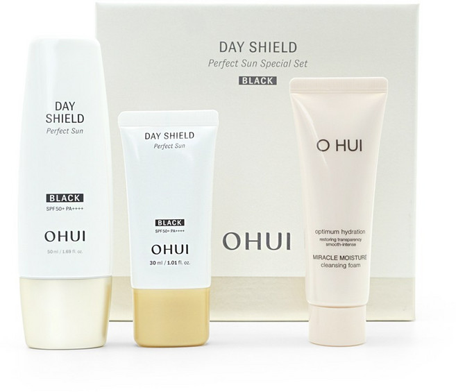 오휘 데이쉴드 퍼펙트 선블랙 미백 톤업 선크림 2종 화장품세트, 1개, 80ml