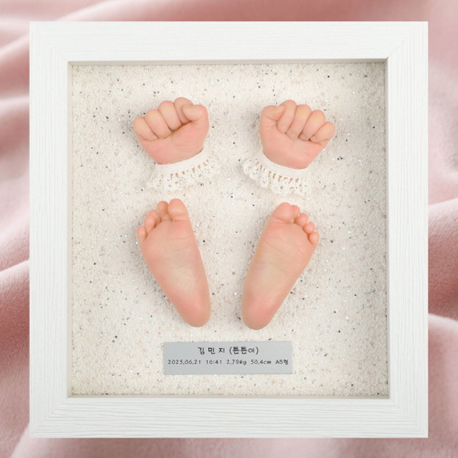페이스오프 실리콘베이비 손발도장 정사각액자 평생감동 백일상 돌상 DP, 추가안함, 화이트, 1