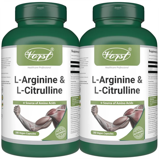 근육단백질합성 L-아르기닌 & L-시트룰린 아미노산보충제 벌크업 1통180캡슐 캐나다내수용, 2개, 180정 - 쿠팡