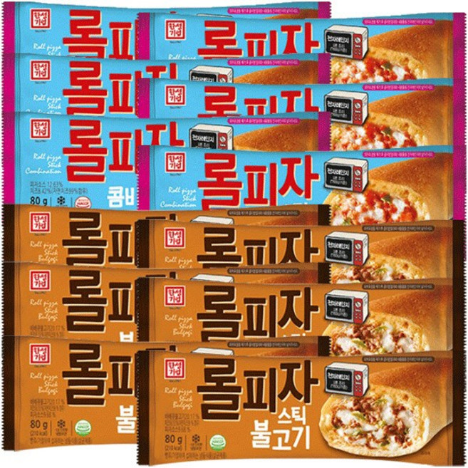 한성 롤피자스틱 콤비네이션 피자 6개 + 불고기 피자 6개 / 한입피자 미니피자, 80g, 12개
