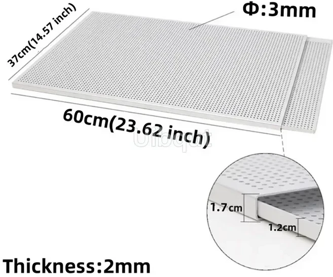 퍼프 페이스트리 베이킹 트레이 직사각형 Mille 몰드 천공 접시 오븐 파리 샵 나폴레옹 구멍이 있는, 11 60x37cm 2mm thick