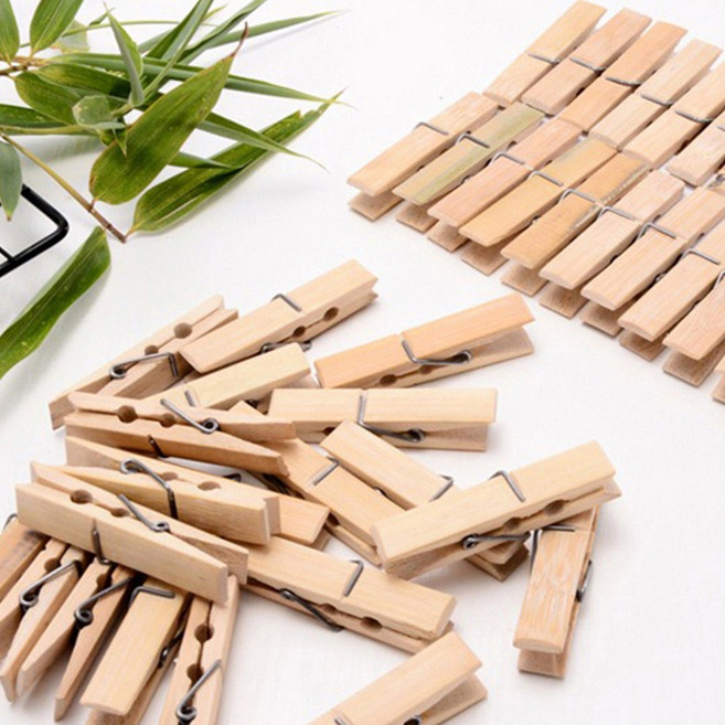 100P 바니엘 다용도 대나무 원목 집게 나무재료, 1세트, 대나무 원목 소형 100P