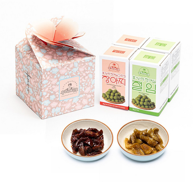 홍쌍리 프리미엄 매실장아찌 매화선물세트(절임2개+고추장장아찌2개), 4개, 220g