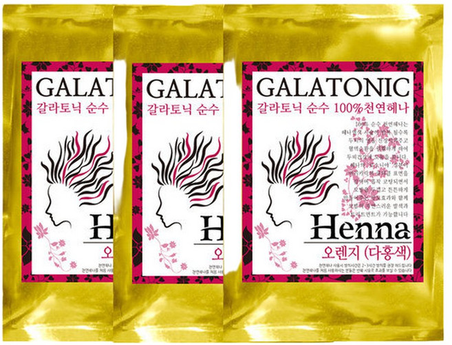 갈라토닉 헤나염색약 천연오렌지다홍색 100g x 3개