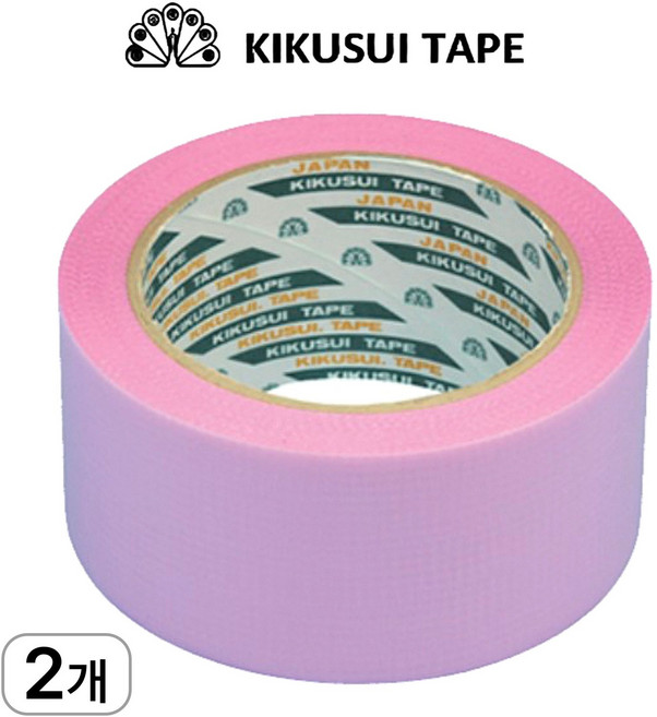 키쿠스이(일본산) 잔사 없는 우벤테이프 보양테이프 양생테이프 50mmX25m 일반형(핑크), 2개