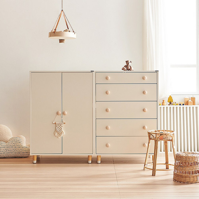 소르니아 뉴수플레 아기옷장 베이비장 서랍장, 아이보리, 1단, 01. 옷장+5단서랍장세트