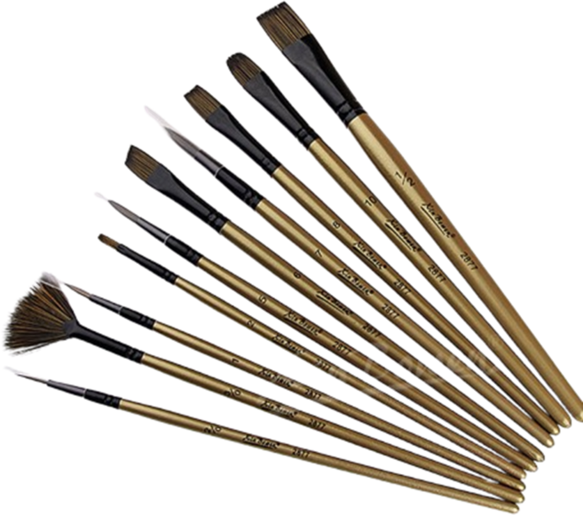 키넬아트 나일론 강모 브러쉬 10종 수채화 유화 페인팅 미술 붓, 1세트, 혼합