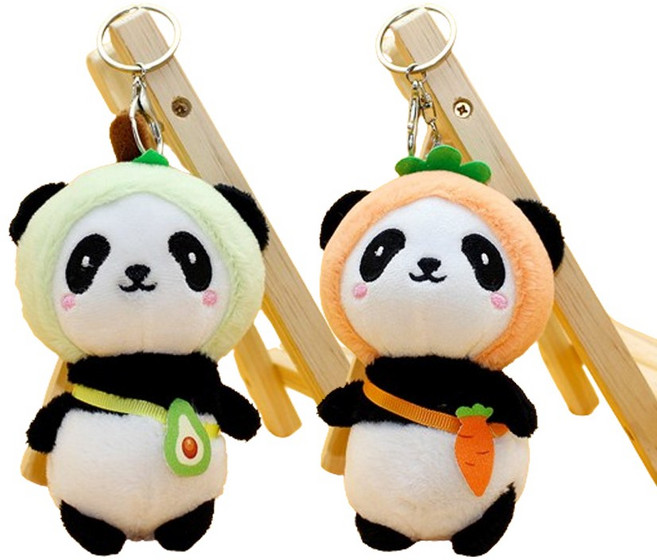 셀링크 판다인형 키링 열쇠고리 2종세트, 아보카도판다+당근판다 키링세트, 1개, 멀티혼합