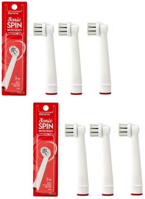 동국제약 덴트릭스 소닉스핀 전동칫솔 교체용 칫솔모 3P 프라그제거 치석제거 입냄새제거, 2개