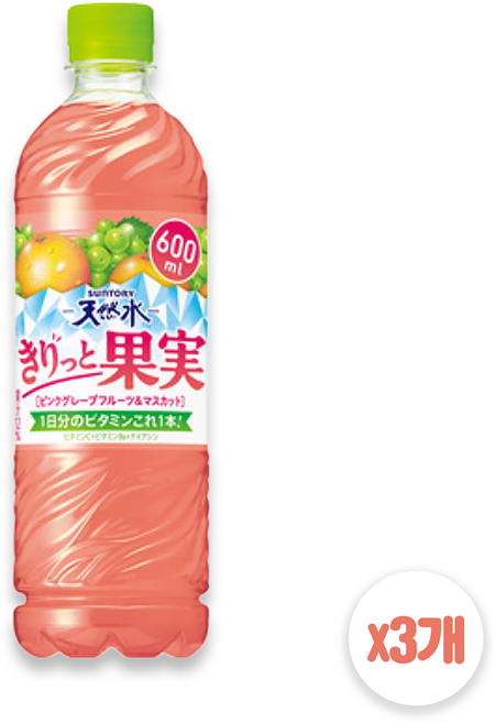산토리 키릿토 후르츠 자몽 청포도 음료 일본 과즙 주스 [정식통관/국내배송], 3개, 600ml