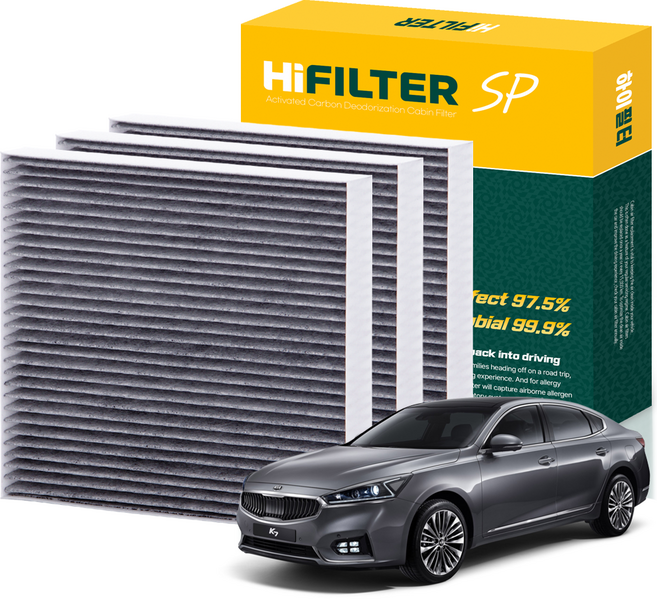 하이필터 현대 기아 자동차 활성탄 에어컨필터, 3개, 올 뉴 K7 (YG) HI-A001