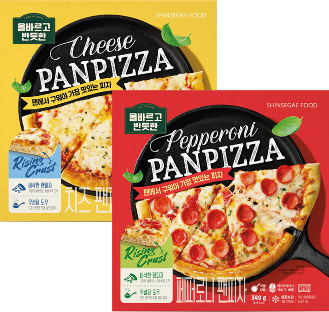 올바르고반듯한 치즈 2+페퍼로니 2 팬피자 세트, 1개