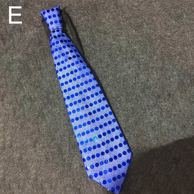 新款LED七彩閃光亮片領帶 男女通用發光領結 酒吧夜場派對道具, E, 1個