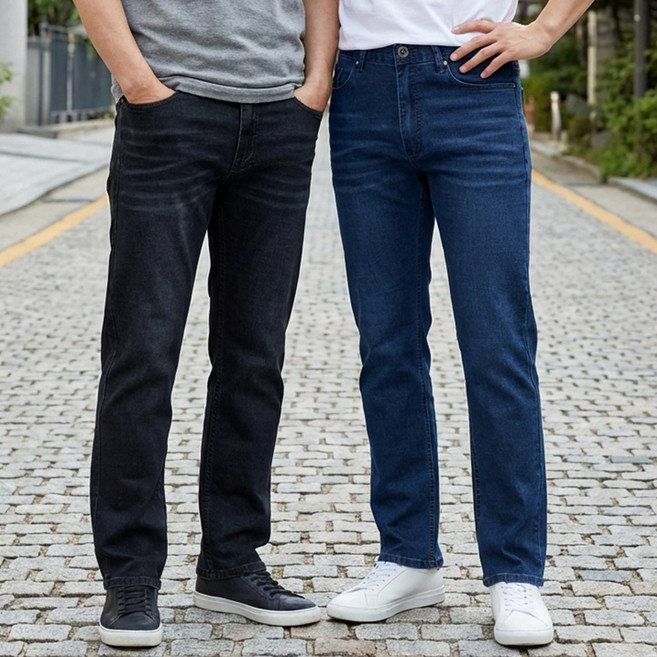 김영주골프 1+1 남성 여름 소프트 스판 청바지 일자 스트레이트 데님 캐주얼 K7