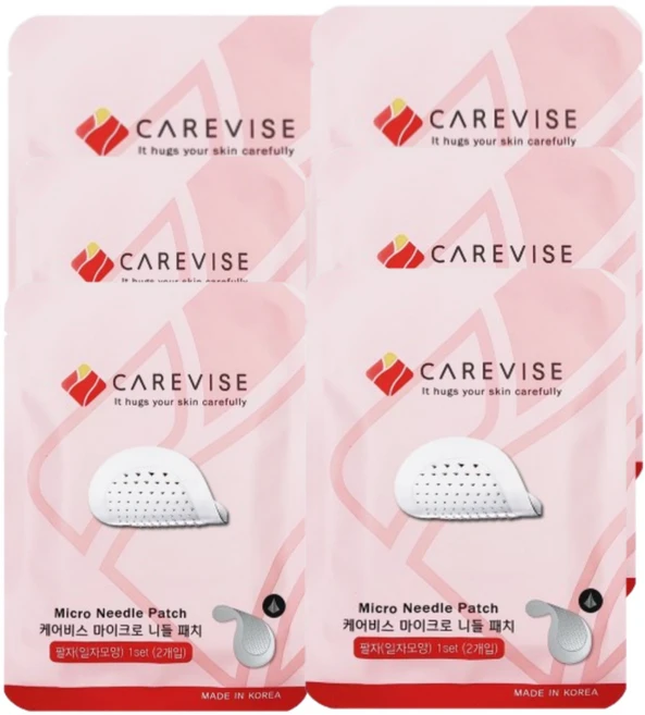 CAREVISE 케어비스 마이크로 니들패치 눈가/팔자 기미 주름 패치 (일자), 2개입, 6개 - 쿠팡