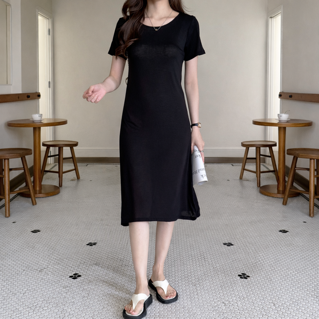 화지나무 미니 미디 롱 3종 면 반팔 원피스