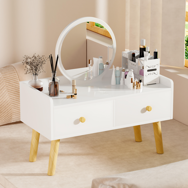 홈컴 화장대 좌식 미니 화장대 다용도 서랍장, 화이트