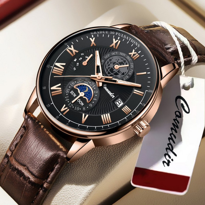 메페니 남성 패션 정장 가죽 손목시계