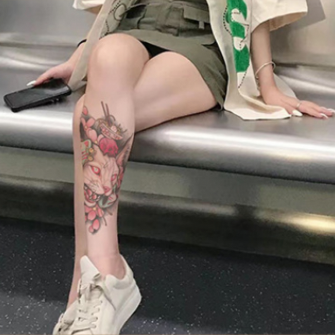 타투스티커 문신 어깨 2주유지 나비 헤나 레터링 어린이 반영구 대형 판박이 이쁜 지워지는 붙이는 고래 남, 1개, 6번 일본 게이샤