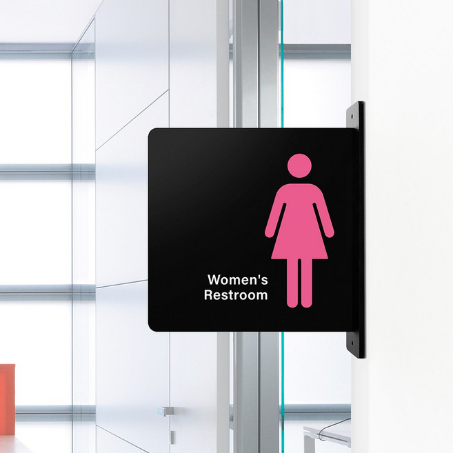 루리앤메리 돌출 표지판 09 WOMEN 여자화장실 안내판 돌출표찰 방향표지판, 검정