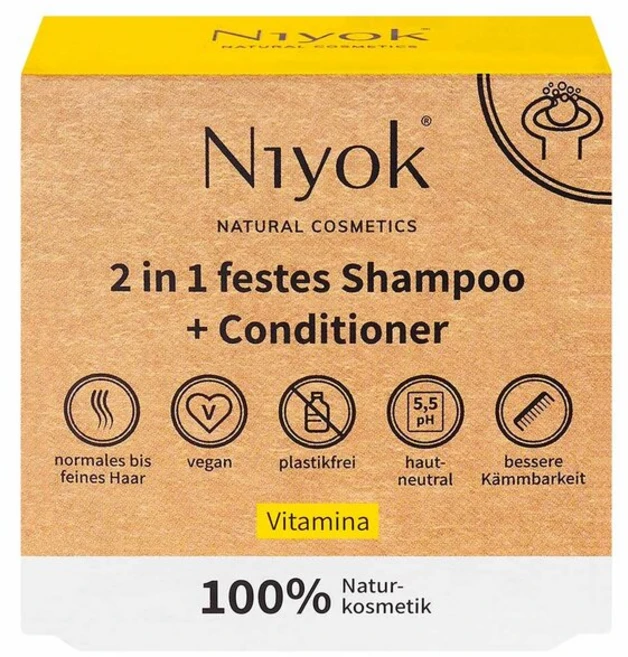 니욕 Niyok 고체 샴푸바 2in1 샴푸 & 컨디셔너 비타민a 80g, 1개 - 쿠팡