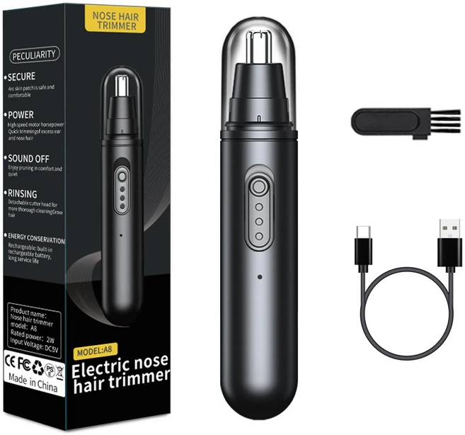 코털 트리머 USB 충전식 코털 제거기 전기 면도기 여성 및 남성용 코털 정리기, 06 Black-A8