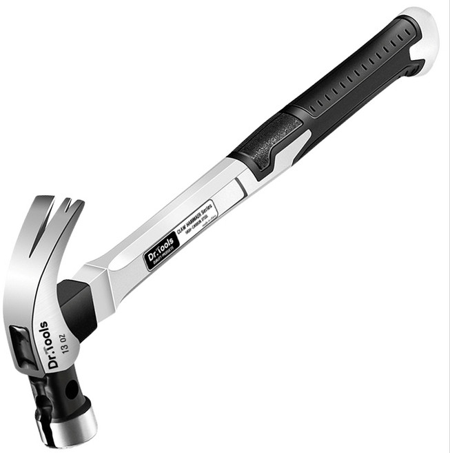 Dr.툴즈 고탄소강 장도리 망치 13oz 대형 콘크리트 못박기 목공 스틸 자석 빠루 망치 충격 방지 클로 해머, 1개, 글라스파이버 핸들 곡선 클로 원형헤드 XL