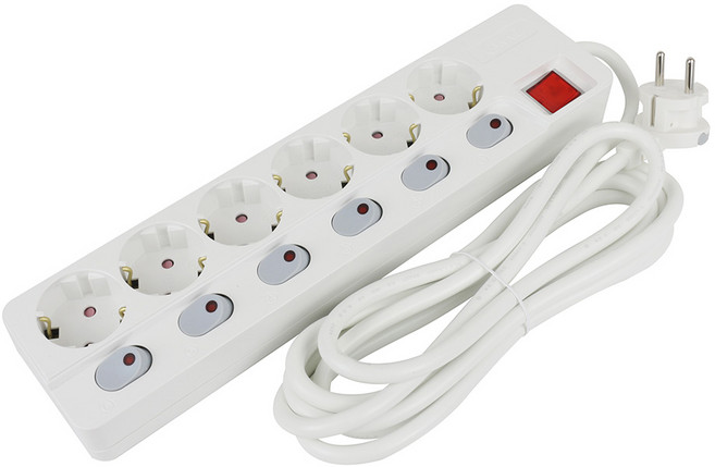 국산 아남 고용량 개별 스위치 납작 멀티탭 플러그 콘센트 과부하차단 3구 4구 6구 1.5M 3M 5M 3000W 이지쿡 고용량 에어컨 고전압 화이트, 1개