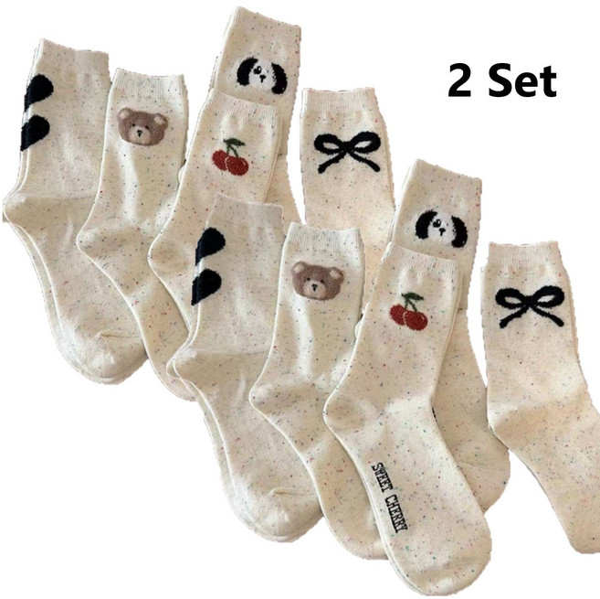 JONNEIC 조네익 여성용 패션 프리미엄 고밀도 코튼 중목 양말 10켤레 세트