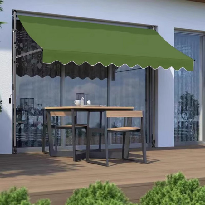 기둥식 어닝 차양막 가림막 햇빛 행거형 수동 테라스, 10. 2m-브라운+그레이프레임