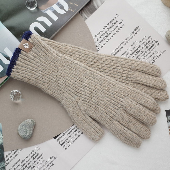 더뷰렛 라인터치홀 장갑 스마트폰 터치장갑 골지 트임 구멍 롱 울 손가락 핑거홀 장갑