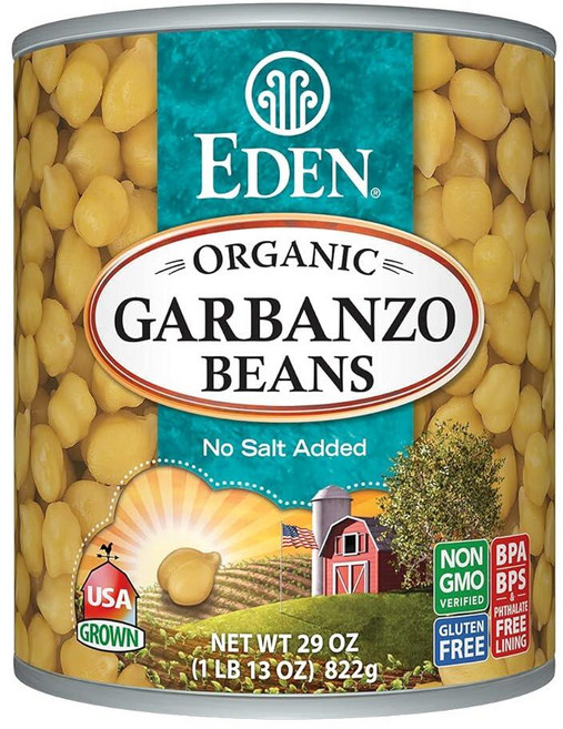 Eden 유기농 가르반조 콩 822.1g(29온스) 캔 소금 없음 GMO 프리 글루텐 프리 비건 코셔 미국에서 재배 가열 및 서빙 매크로바이오틱 병아리콩, 1개
