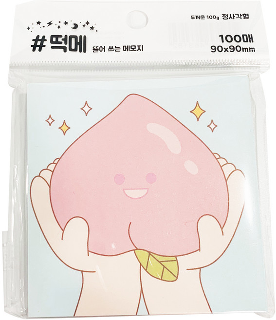 떡메 떡메모지 4종 뜯어쓰는 메모지 메모패드 포스트잇, 복숭아, 100매