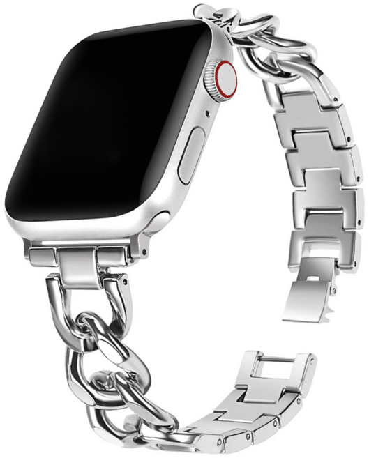 링고룸 애플워치 호환 체인 메탈 스트랩 밴드, 실버