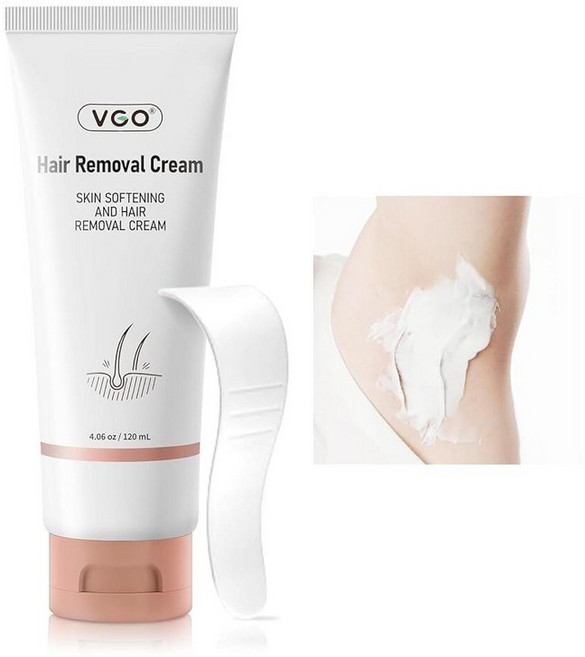 여성 및 남성용 VGO 무통 크림 신체 허리 다리용 모든 피부 타입 스파툴라 포함 4.06온스, 4.06 Ounce (Pack of 1)