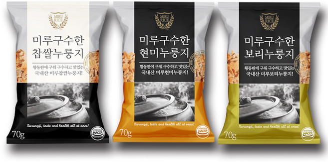 미루구수한누룽지 현미 찹쌀 보리누룽지 3종 국산100%, 70g, 15개