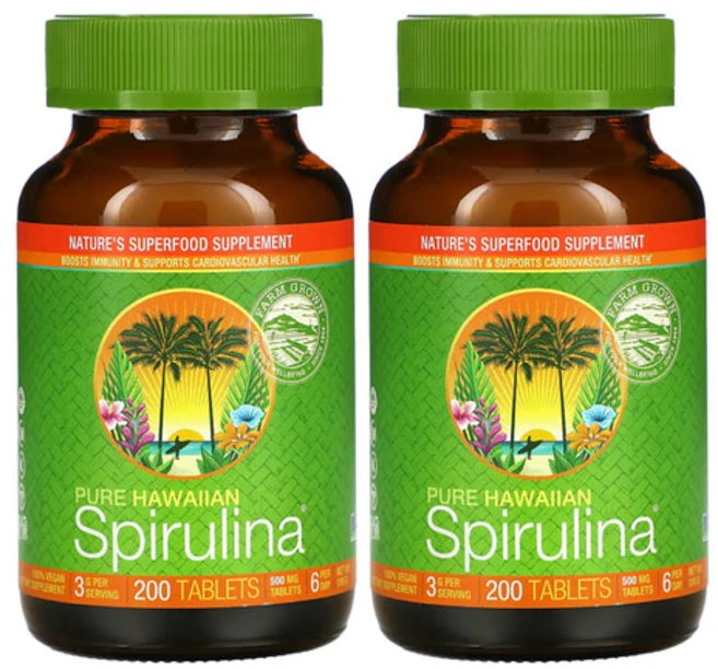뉴트렉스 하와이 퓨어 하와이안 스피루리나 스피룰리나 500mg 200정 x2통, 2개 - 쿠팡