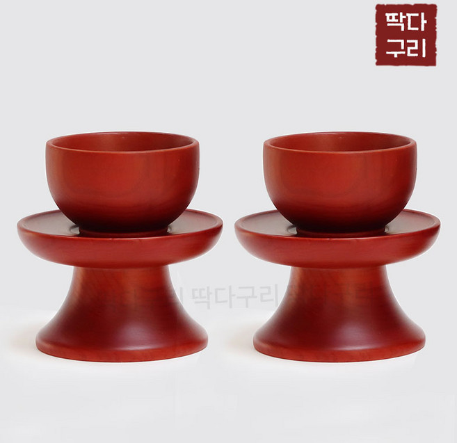딱다구리 물푸레나무 원목 제기 술잔 세트, 잔알 + 잔대세트, 2개