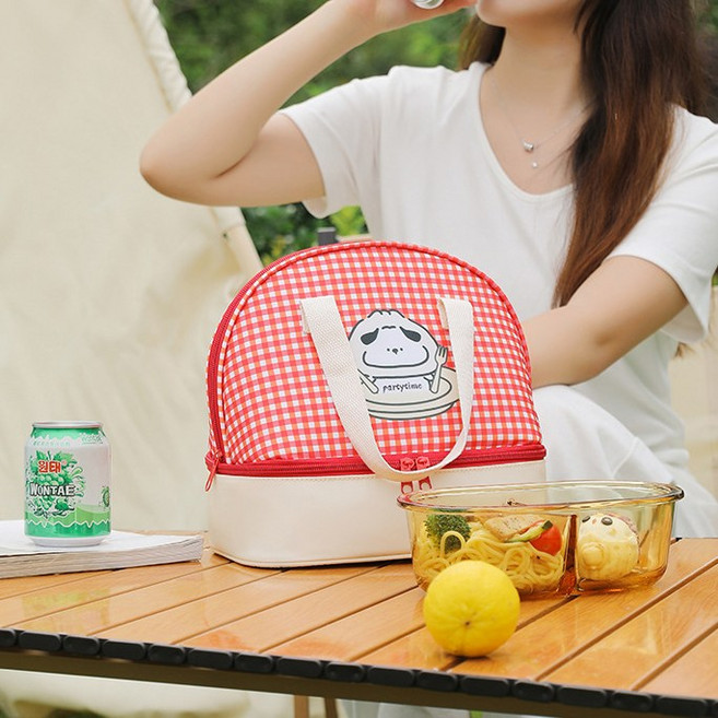 TWIO 보온보냉백 보온보냉가방 귀여운도시락통 도시락가방 미니 보냉런치백, 레드, 1개