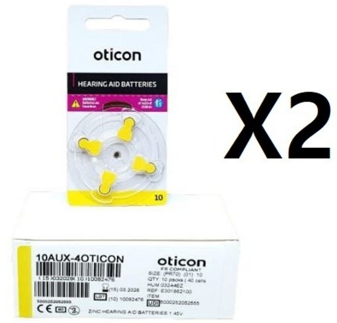 정품 오티콘 보청기 배터리 10번 2박스(80알), 1개