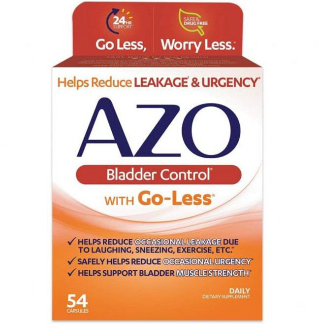 AZO 방광 조절제 고레스 일일 보충제 가벼운 긴급함 웃음 재채기 및 운동으로 인한 누수를 줄이는 데 도움††† 72 캡슐, 1개, 72정