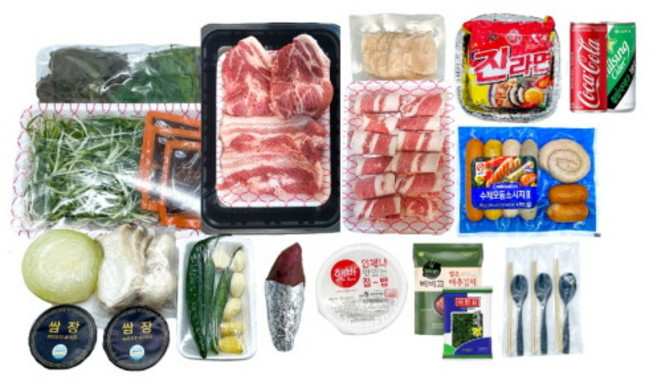 [서해바다할인마트] 꼬기삼촌 바베큐 2~3인 4~5인 박스 세트 대천 캠핑 고기 맛집, 바베큐 2~3인 박스, 항정살 200g, 1개