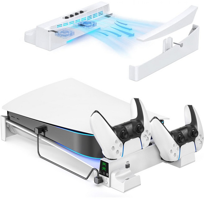 PS5 쿨러 쿨링 수평 스탠드 받침대 듀얼센스 충전 거치대 OIVO, 1개