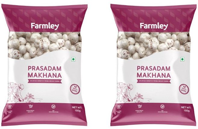 인도 Farmley Prasadam Makhana Fox Nuts 폭스너트 100g 빅사이즈 풀 마카나 인도 스낵, 1개, 200g