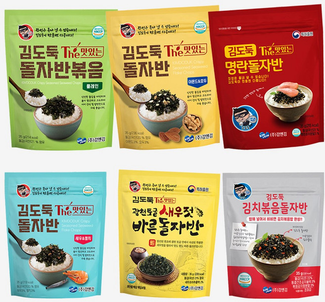 [오발] 국내산 돌김 다양한 맛 돌자반35g 6종, 6개