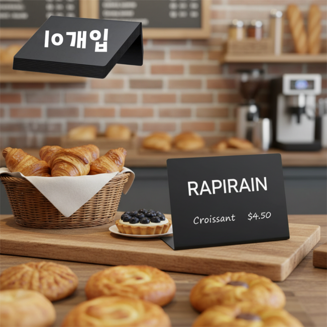 라피레인 미니블랙보드 가격표메모보드 카페POP용, 10개, 블랙 L형