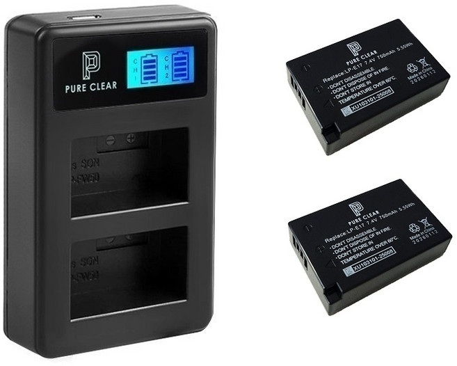 퓨어클리어 캐논 LP-E17 호환 듀얼충전기+배터리2개 EOS R50V 77D 750D 760D 850D 800D 200D 200DII 200D2 200DM2, 1개, 캐논 LP-E17 듀얼충전기+호환배터리2