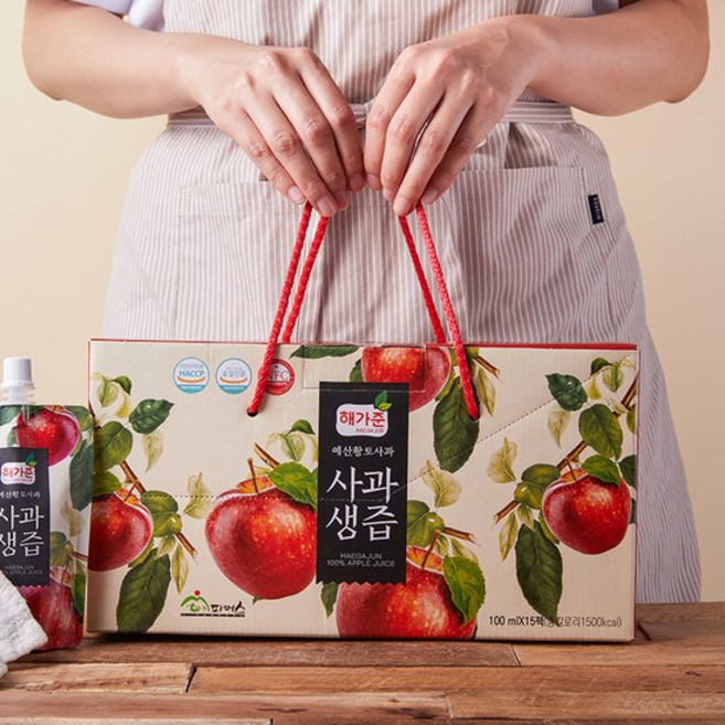 [해가준]예산 NFC 저온착즙 사과즙 100ml x 30포 캐리어타입 선물세트
