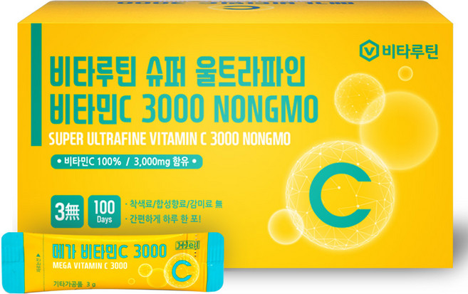 비타루틴 슈퍼울트라파인 비타민C 3000mg NONGMO 100포 순수고함량비타민C메가씨, 1개, 300g