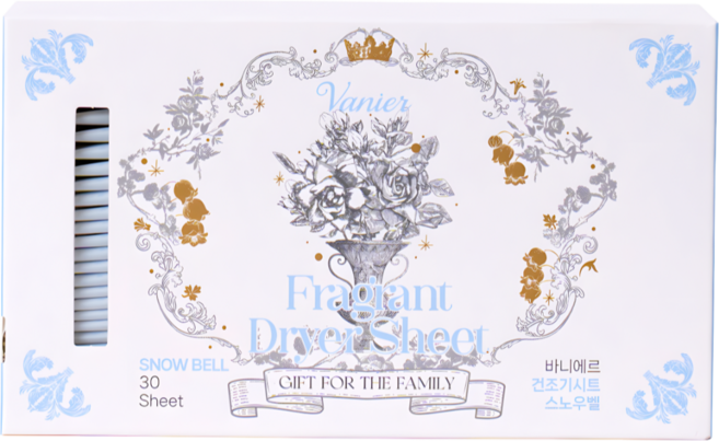 바니에르 고농축 더마 건조기시트 섬유유연제 드라이시트 스노우벨, 1개, 30개입